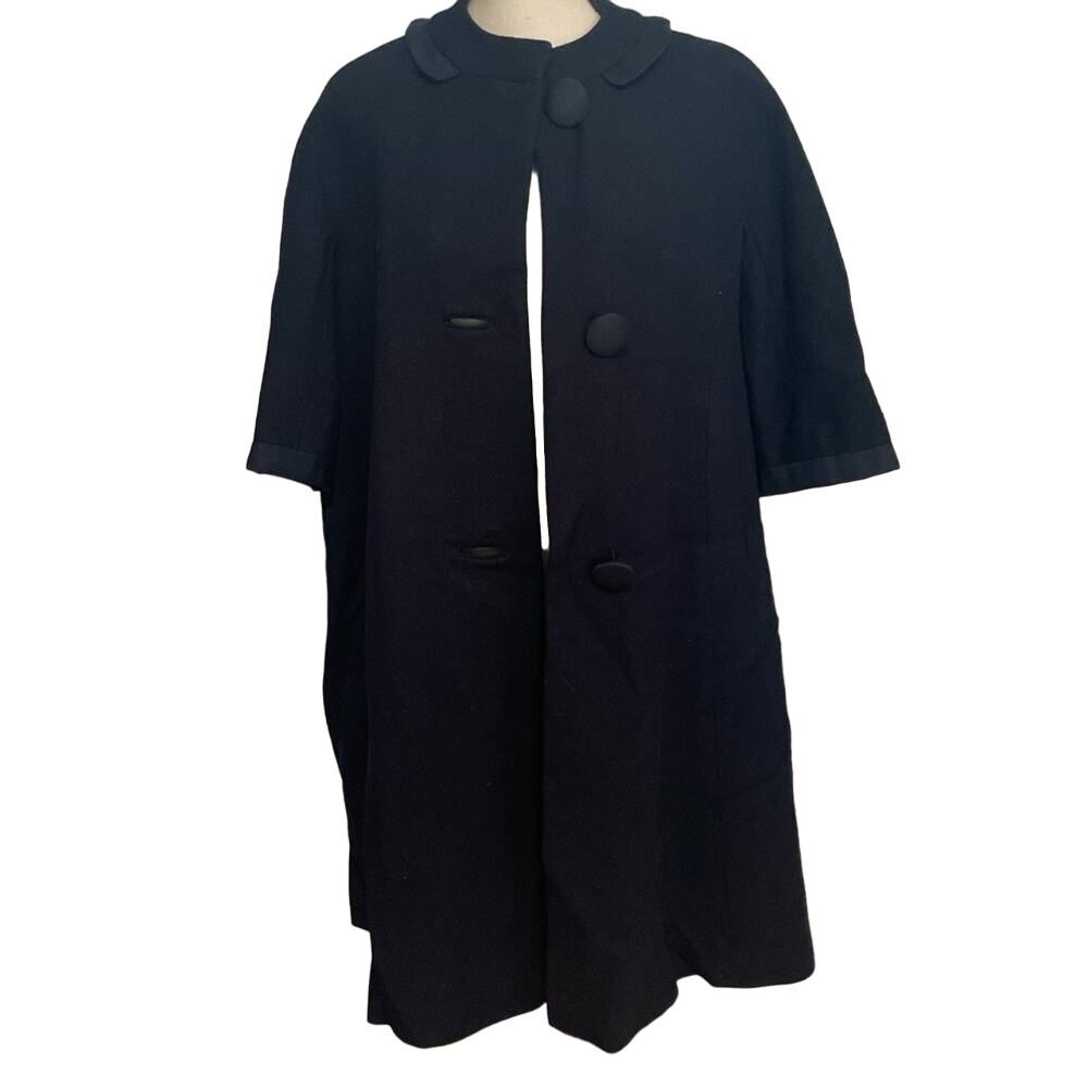 Vintage 1950-1960 bell sleeve navy pea coat, size large